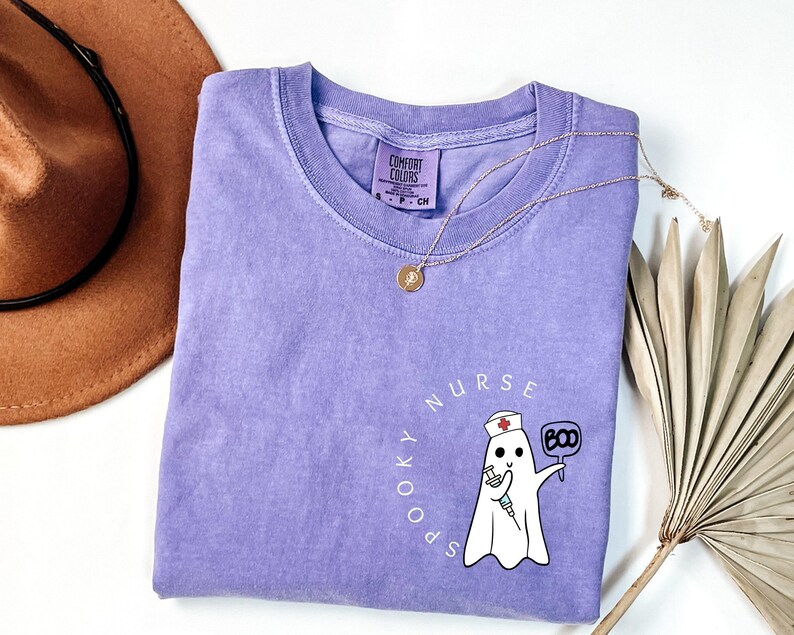 Comfort Colors Halloween Ghost Nurse Shirt,Spooky Nurse Shirt, Nurse Gift For Women, Spooky Season Shirt, Funny Nurse Hallowen Shirt image 7