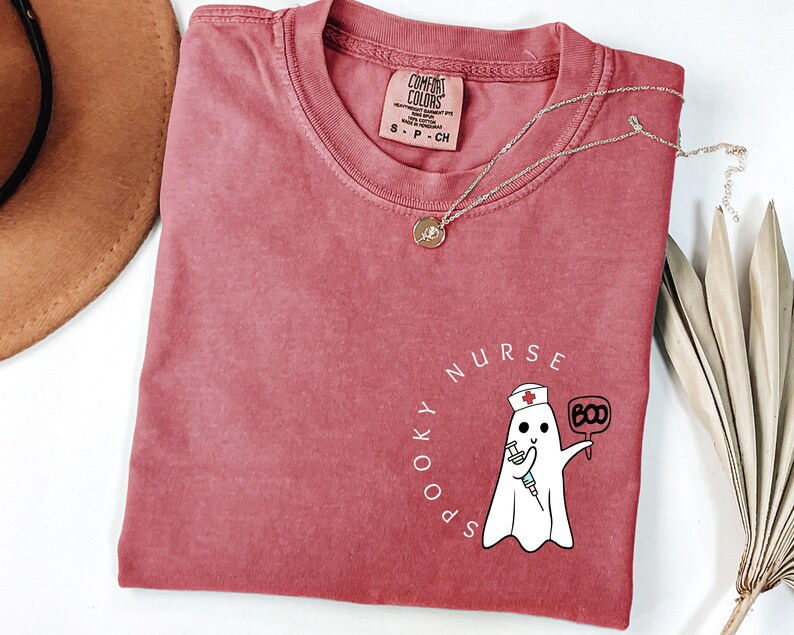 Comfort Colors Halloween Ghost Nurse Shirt,Spooky Nurse Shirt, Nurse Gift For Women, Spooky Season Shirt, Funny Nurse Hallowen Shirt image 6