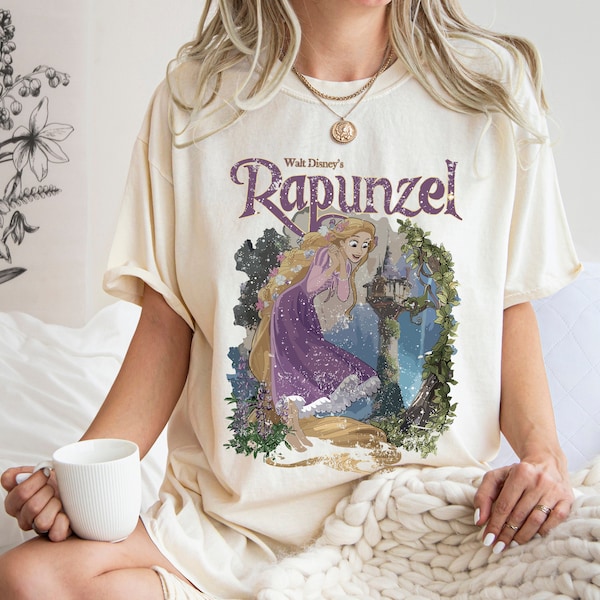 Comfort Colors Retro Rapunzel Tangled Shirt, Floral Rapunzel Shirt, WDW Disney Princess Shirt, Disney Rapunzel Shirt, Tangled Lanterns Shirt