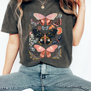 Vintage Butterfly & Moth Shirt, Cottagecore shirt, Comfort Colors shirt, Butterfly T, Mandala, Boho shirt, Botanical Butterflies