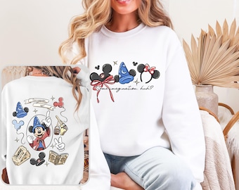 Disney Coquette Bow Mickey Sorcerer Some imagination huh Shirt,Walt Disney Fantasia Mickey Sweatshirt, Fantasia Mickey Tee, Disneyland Trip