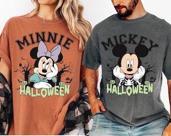 Comfort Colors Halloween Mickey and Minnie Shirt, Disney Halloween Shirt, Trick or Treat Shirt, Mummy Mickey,Halloween Kids Shirt