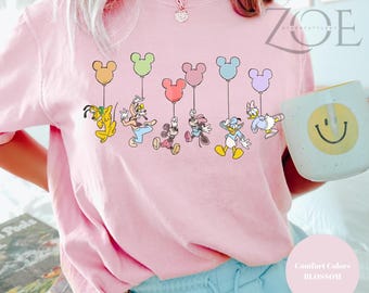 Retro Mickey and Friends Balloons  Shirt, Magical Shirt, Disney Characters Tee, Disney Mouse Head Tee, Mickey & Co Gift, Disney Tee
