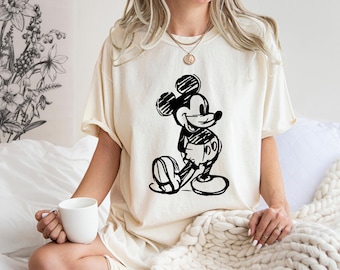 Comfort colors Vintage Mickey Shirt, Mickey Sketch, Vintage Mickey Shirt, Disney Family Vacation, Disney Mouse shirt, Disneyworld Shirt