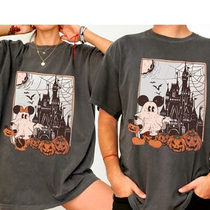 Comfort Colors Disney Mickey Minnie Ghost Halloween Shirt,Disney Halloween Tee,Trick or Treat,Minnie Mickey Spooky  ghost,Halloween Pumpkin