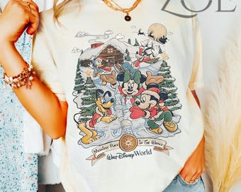 Comfort Colors Disney Merry Christmas Shirt,Walt Disneyworld Character,Christmas Mickey And Friends Shirt,Christmas Tree Tee,Holiday Season