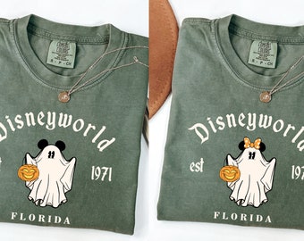 Comfort Colors Retro Disneyworld Est 1971 Halloween Shirt, Mickey Minnie Ghost Shirt, Disneyworld Halloween Florida, Mickey Halloween