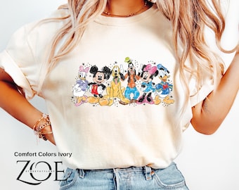 Retro Disney Shirt,Mickey & Friends Watercolor Tee,Vintage Disney Vacation,Family Fun Apparel,Retro Walt Disney Shirt,Mickey and Friends Tee