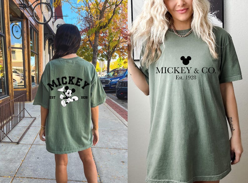 Camiseta Comfort Colors Mickey Mouse Est 1928, Camiseta Disney Mickey de doble cara, Camiseta Mickey y sus amigos, Camiseta Disney, Camiseta retro Disney con la cabeza de Mickey imagen 6