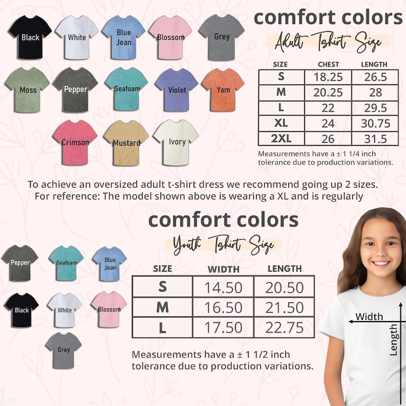 a girl wearing a t - shirt that says comfort colors