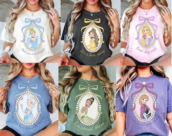Vintage Disney Princess Shirt, Cinderella Snow White Ariel Belle Rapunzel Jasmine Anna  Tee, Girl Disney Trip Shirt, Princess Castle Sketch
