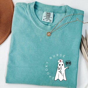 Comfort Colors Halloween Ghost Nurse Shirt,Spooky Nurse Shirt, Nurse Gift For Women, Spooky Season Shirt, Funny Nurse Hallowen Shirt image 5