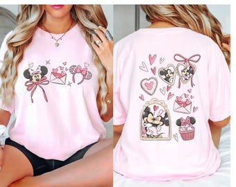 Comfort Color® Coquette Bow Disney Valentine Shirt, Mickey and Minnie Love Day Tee, Disney Heart Tee, WDW Valentine's Day 2026 Gift for Her