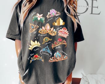 Disney Princess Crown Shirt for Girls ,Cinderella, Belle, Ariel, Rapunzel, Snow White,Disney Birthday Tee, Disney Trip Shirt, Princess Shirt