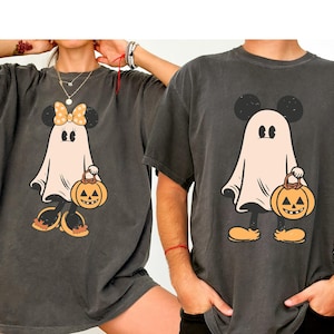 Comfort Colors Retro  Disney Mickey Minnie Ghost Halloween Shirt,Disney Halloween Tee,Trick or Treat,Minnie Mickey Spooky ghost,Disney Shirt