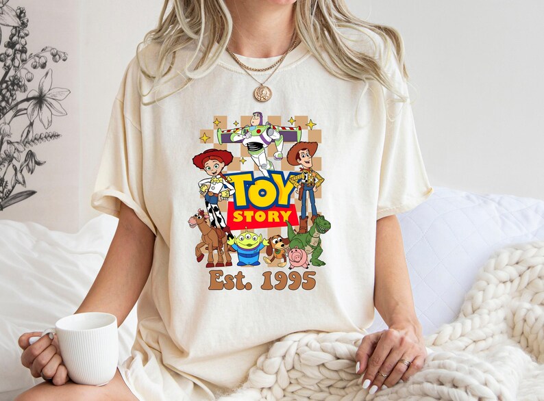 Comfort Colors Checkered Toy Story Shirt, Disney World Toy Story Shirt, You Ve Got A Friend In Me Shirt, Toy Story Movie Characters Tee imagem 3