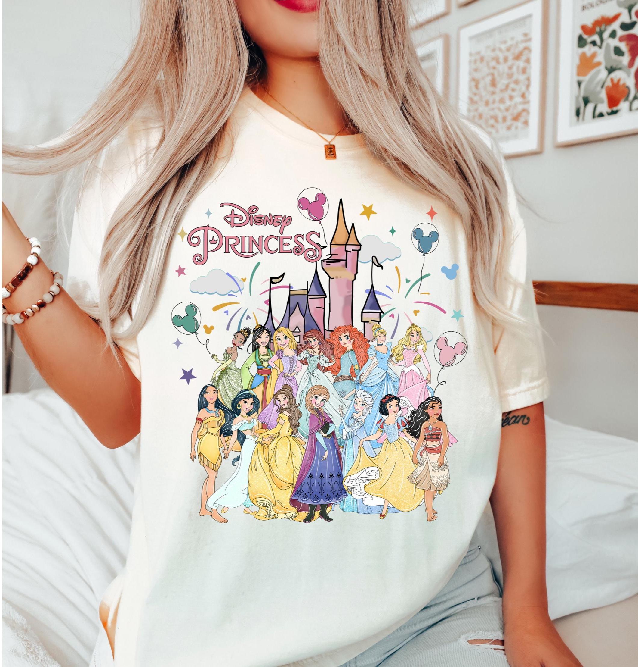 Comfort Colors Retro Disney Princess Shirt, Cinderella Snow White Ariel Belle Rapunzel Tee, Disneyland Shirt, Girl Disney Trip