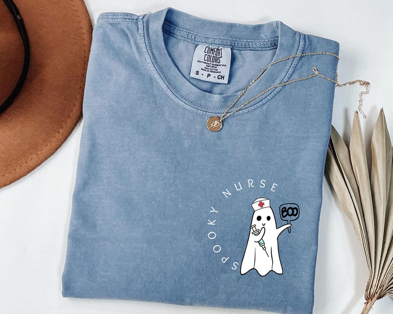 Comfort Colors Halloween Ghost Nurse Shirt,Spooky Nurse Shirt, Nurse Gift For Women, Spooky Season Shirt, Funny Nurse Hallowen Shirt image 4