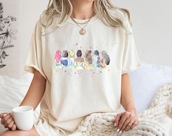 Watercolor Disney Princess Shirt, Disney Princess Tee,Walt Disney World Princess,Disney Ariel Cinderella Belle Elsa Rapunzel Shirts