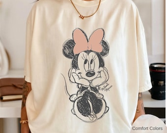 Comfort Colors  Disney Minnie Mouse Classic Sketch ,Cute Vintage Portrait, Mickey And Friends Tee, Minnie Sketch, Disney Best Friends Shirt