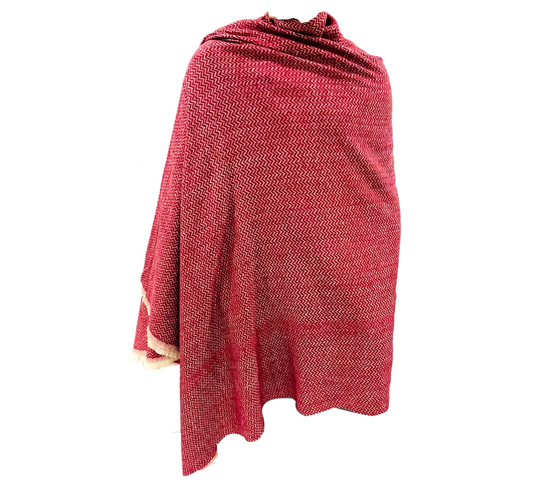 Real Wool Zig Zag Cashmere Texture Large Blanket Wrap Two Tone Etsy