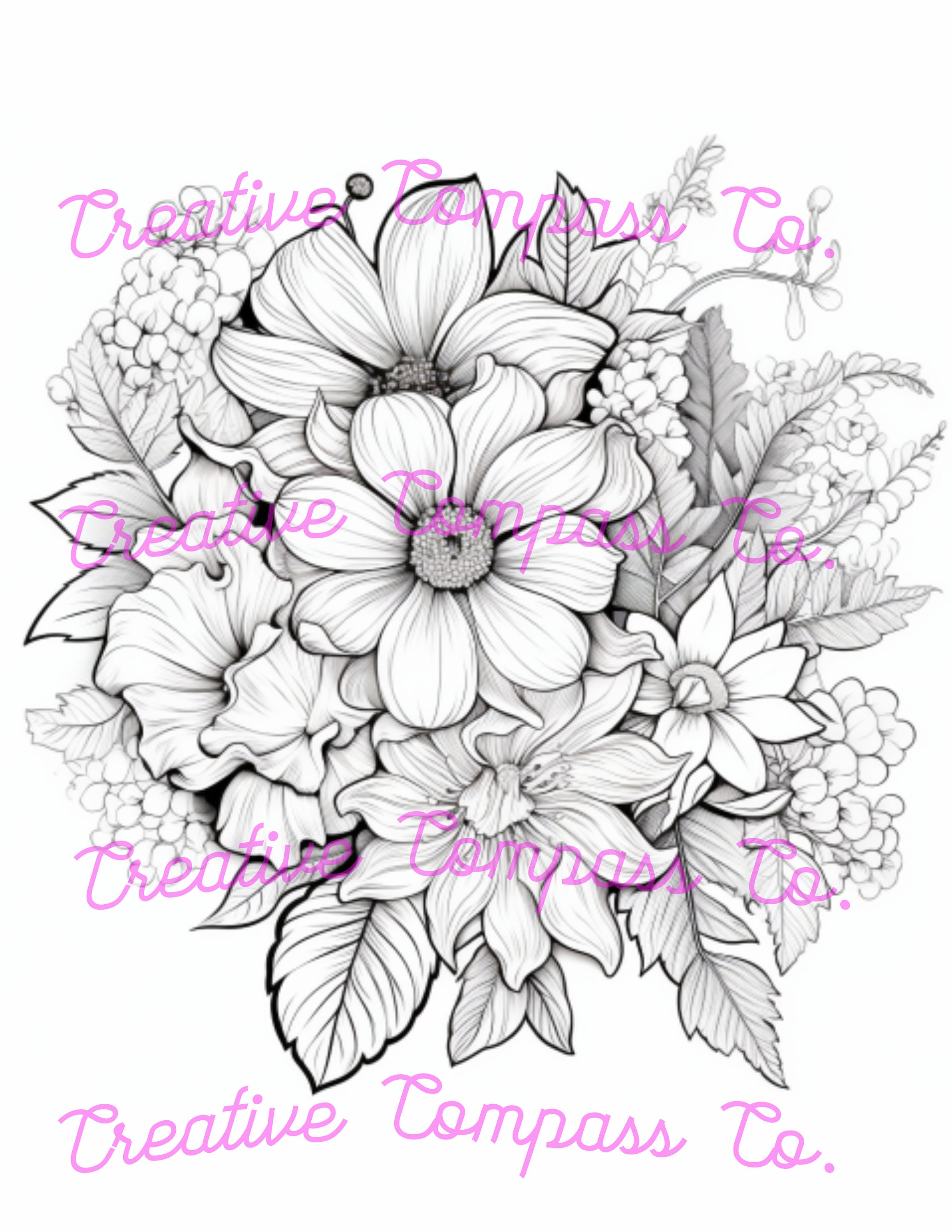 20 Floral Coloring Pages PDF Printable Coloring Digital - Etsy