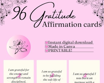 Affirmation cards, Positive affirmations, gratitude affirmation cards, Daily affirmations, printable affirmations