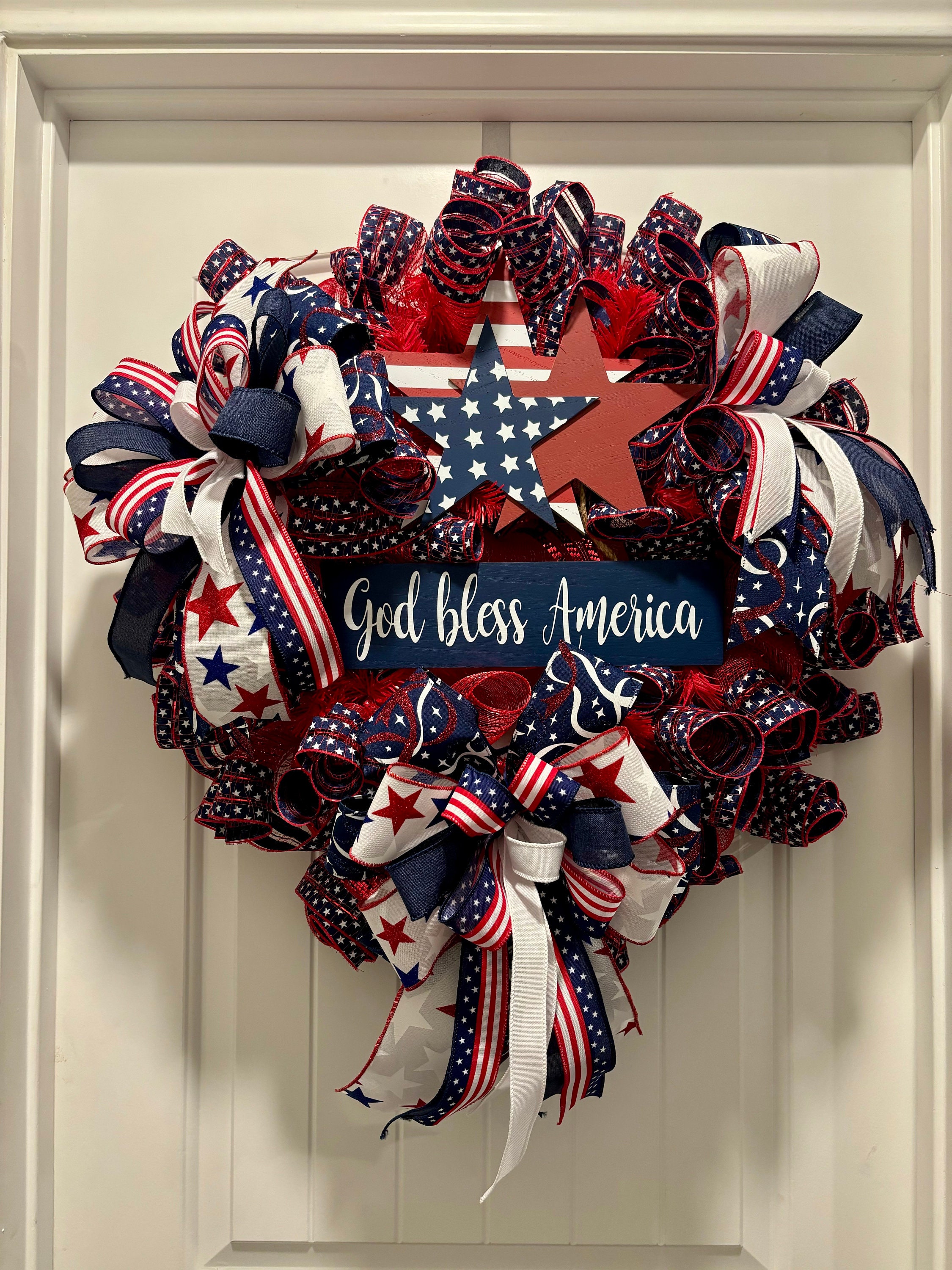 Patriotic Wreath, Red White and Blue Wreath, 4th of July Wreath ...