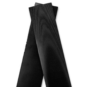 May include: Two black carbon fiber scales for a knife handle. The scales have a textured surface and are ready to be attached to a knife.