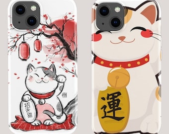 Maneki neko cute phone case printed and designed for mobile cover compatible with iphone samsung shockproof protective, scratch resistant