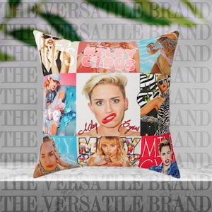 Miley Cyrus Inspired Spun Polyester Square Pillow / Miley Cyrus Pillow / Miley Cyrus Decor / Fan Gifts / Merch / PILLOW INCLUDED