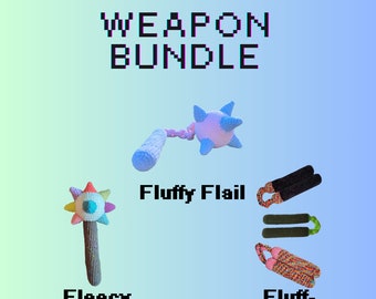 MODÈLE SANS COUTURE : Crochet Fantasy Weapons - Fléau, Masse, Nun-chucks Bundle