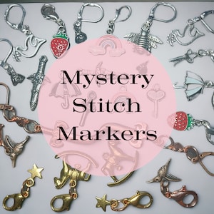 Mystery Charms - Set of Crochet & Knitting Stitch Markers, Stitch Holders, Notions, Progress Keepers, Keychain