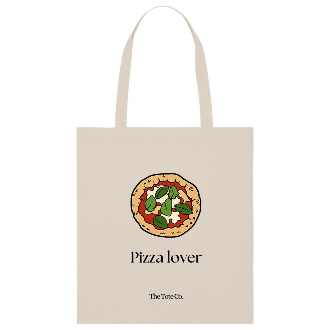 Pizza Tote Bag 'pizza Lover' Bold Print Durable & Etsy