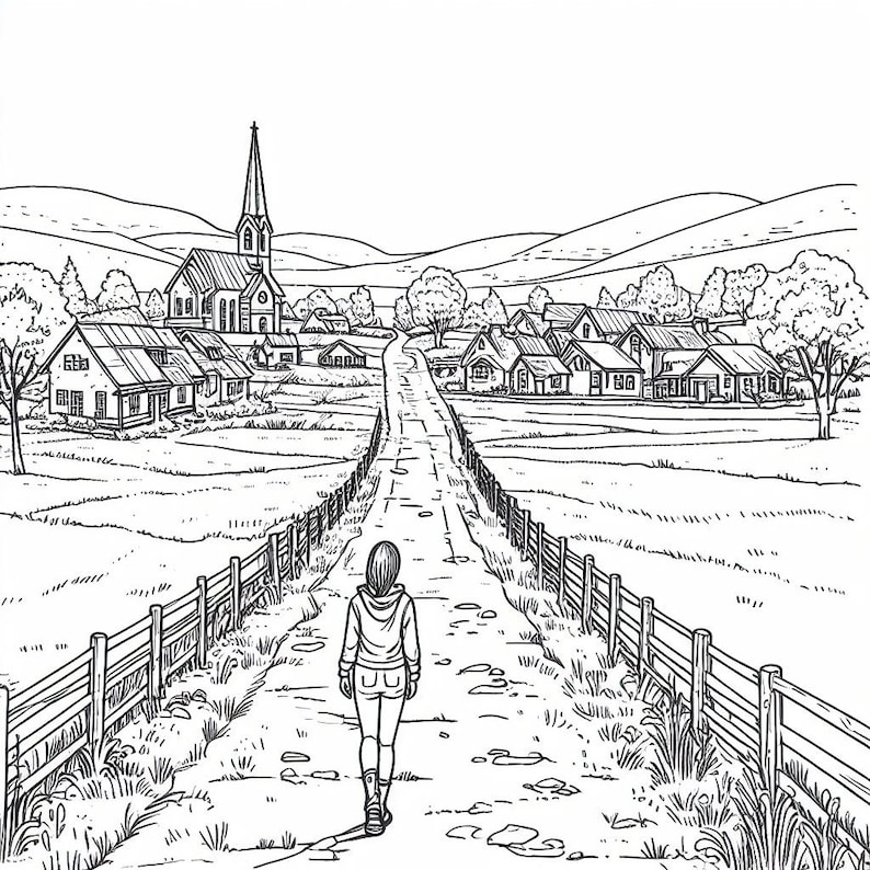 50 Rural Coloring Pages Fun to Color, for All Ages, Rural Landscapes