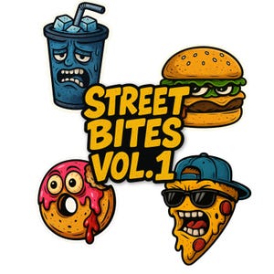 Printable Urban Food Sticker Pack / Graffiti Style Stickers / Instant A4 Download