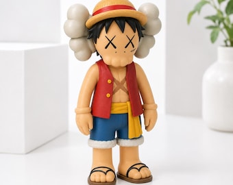 Inspired Kaws Art Toy Statue | 25cm modern decorative figure | 3D Printed Monkey D. Luffy Character
