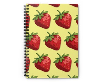 Strawberry Print Spiral Notebook