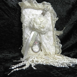 Shabby Chic Fabric Letter keeper, Organizer, binder, Photobook, Memory Book, Fabric Pocket folder, wedding memory book