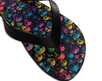 Colorful Fun Spooky Skulls Unisex Flip-Flops