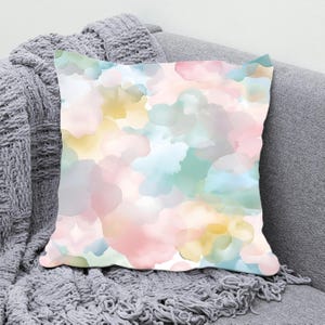 Watercolor Pastel Throw Pillow Cover, Abstract Floral Cushion Cover, Soft Decorative Pillow for Sofa, Couch, or Bedroom Decor