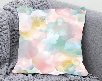 Dekorativer Kissenbezug mit Aquarell Pastellfarben, abstrakter Blumenkissenbezug, dekoratives Kissen für Sofa, Couch oder Schlafzimmerdekor