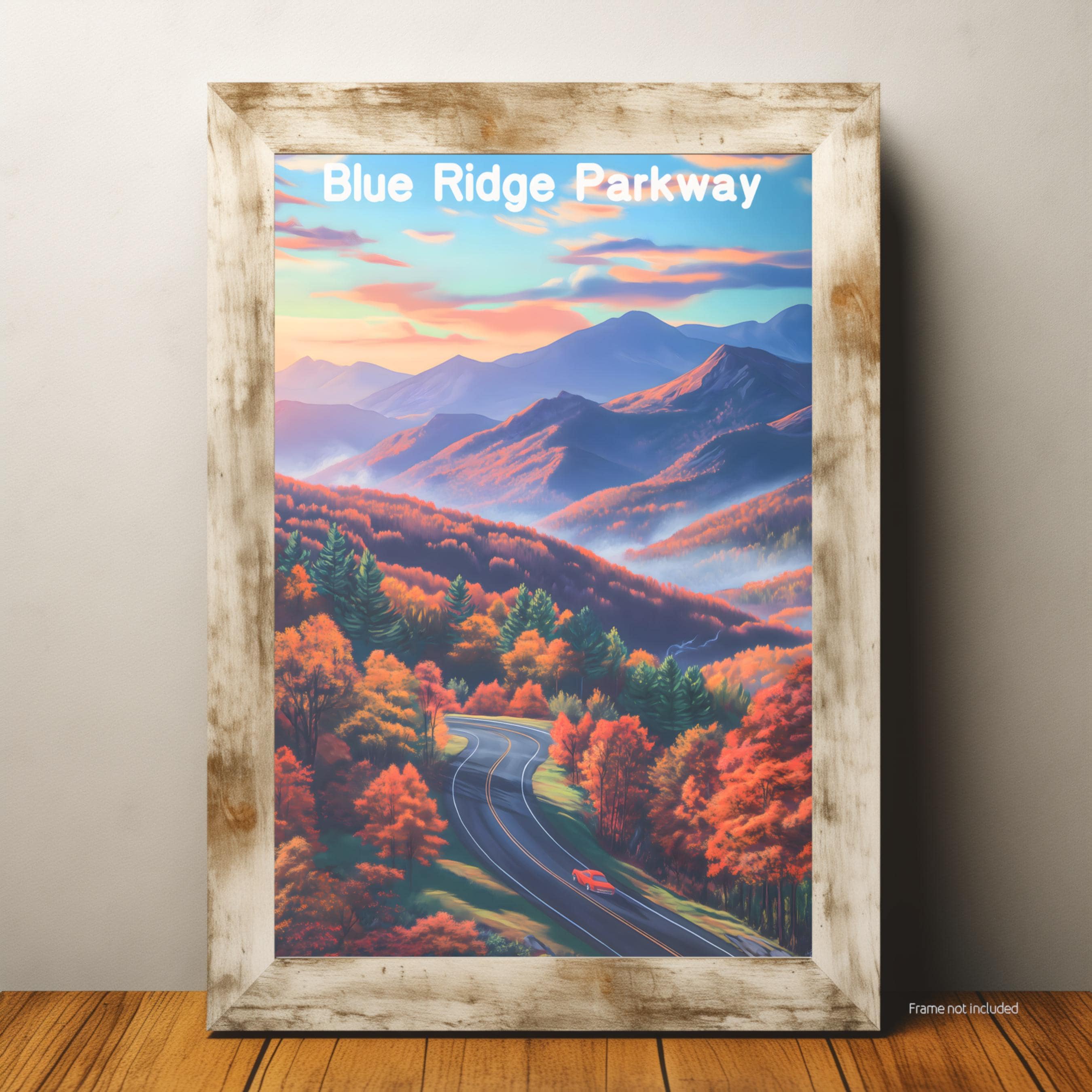 Blue Ridge Parkway Travel Poster, Vintage Autumn Mountain Wall Art ...