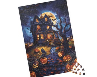 Spooky Halloween Haunted House Jigsaw Puzzle - Up to 1014 Pieces - Perfect for Halloween Fun and Autumn Decorations