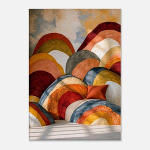 Layered Bågar Abstrakt Väggkonst Galleri Canvas Mid Century Modern Dekor