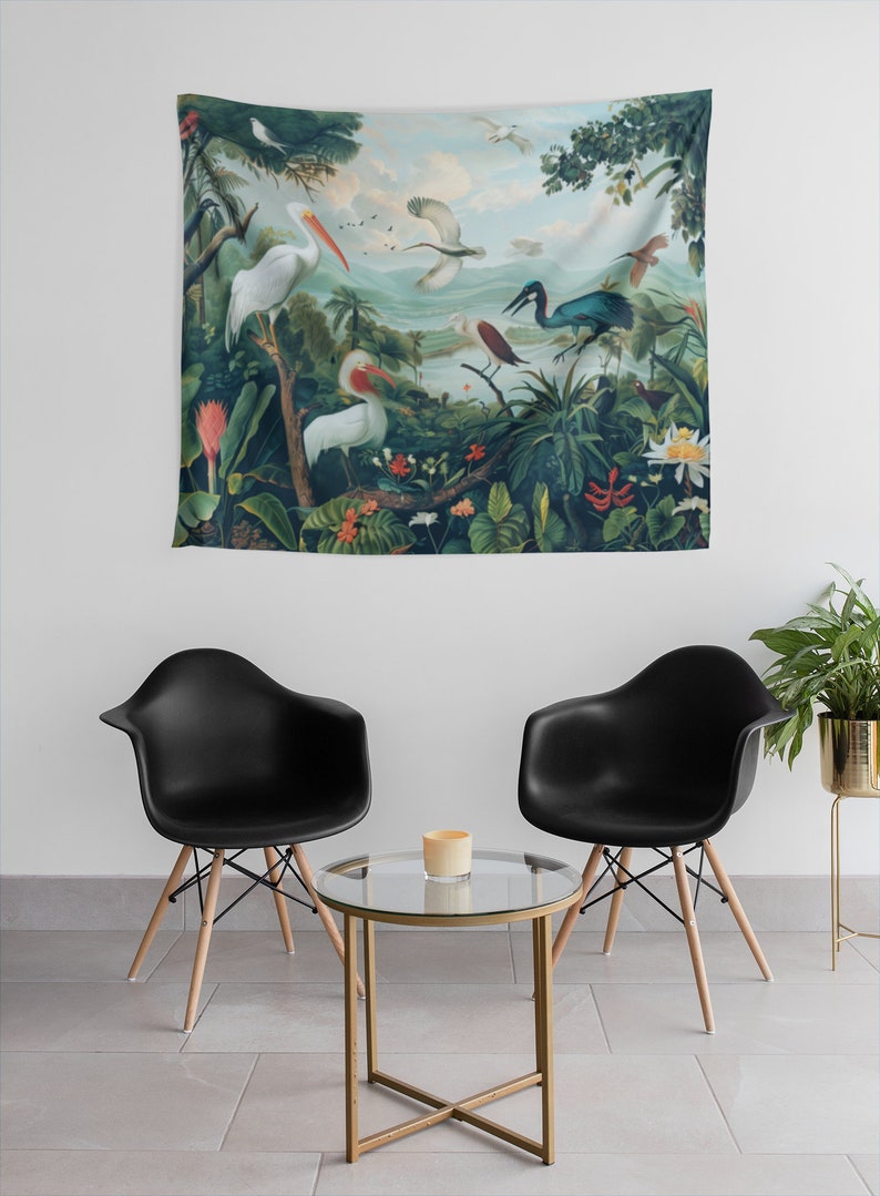 Tropical Bird Patchwork Print Door Mat