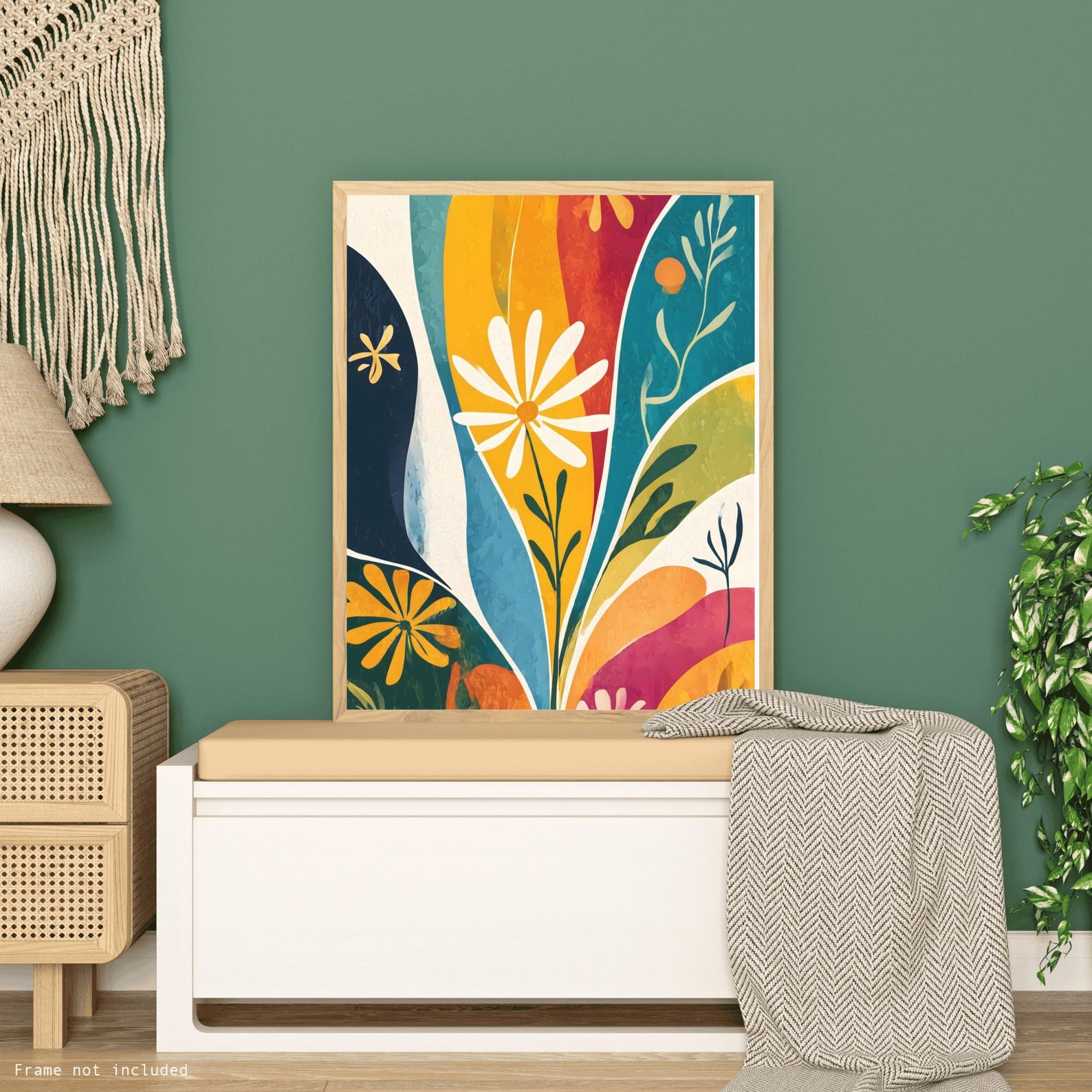 Groovy 60s Daisy Wall Art Print, Retro Midcentury Flower Poster With ...