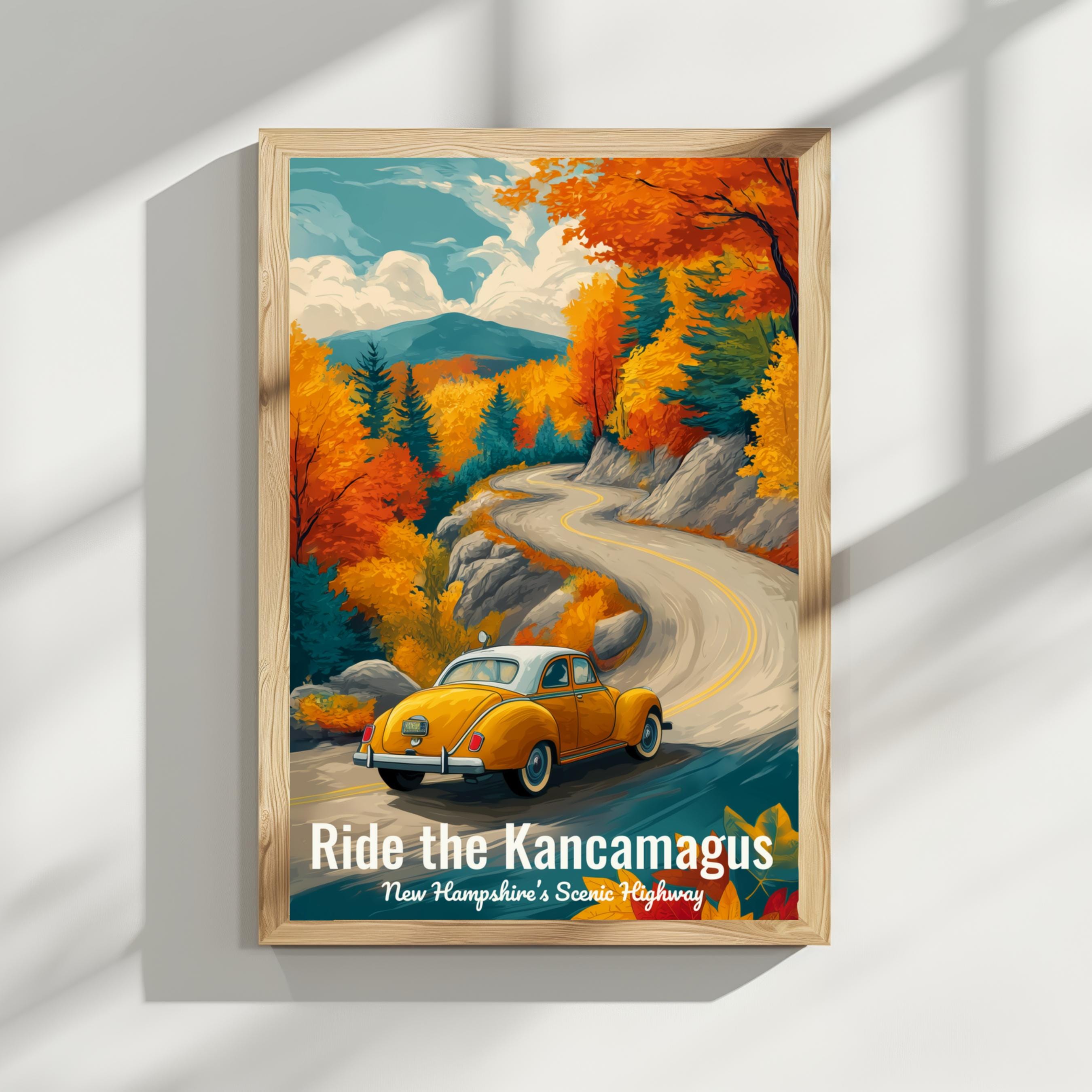 Ride the Kancamagus Scenic Highway Poster, Vintage New Hampshire