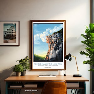 Alter Mann des Berges Poster New Hampshire Reisedruck Franconia Notch Wandkunst Naturliebhaber Geschenk Historisches Wahrzeichen Wohnkultur