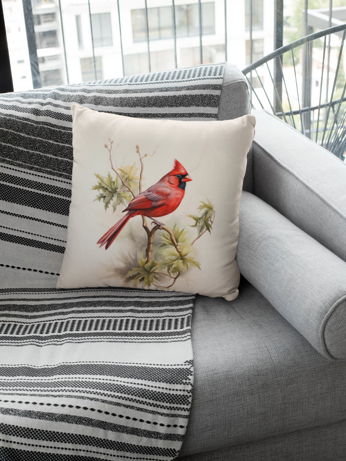 Housse De Coussin Pottery Barn 20x20 – Motif Cardinal Sur Lin/coton – édition Hiver